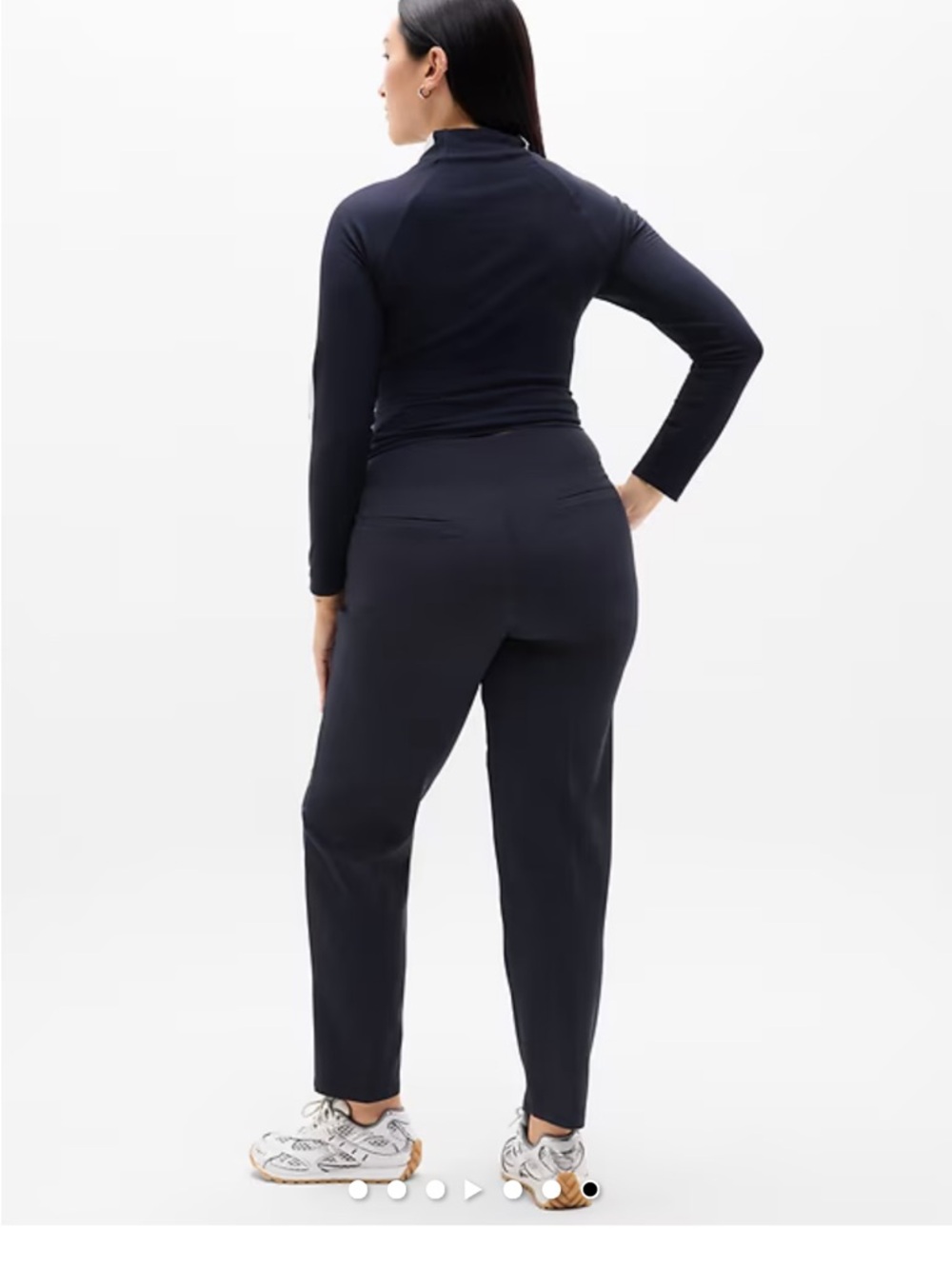 Women's Navy Stretch Ankle Pants - Classic Tailored Fit - Picture 4 of 9